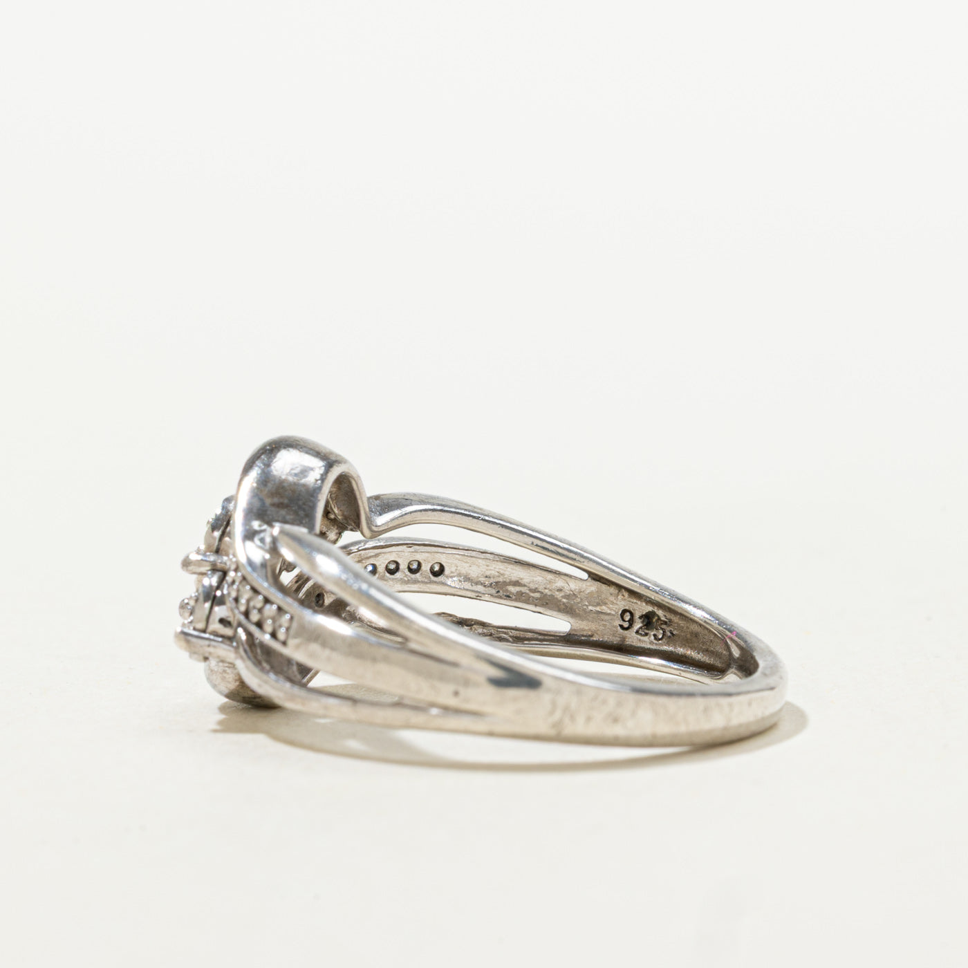Sterling Silver Diamond Wave Crossover Ring | 0.03ctw | SZ 7.25