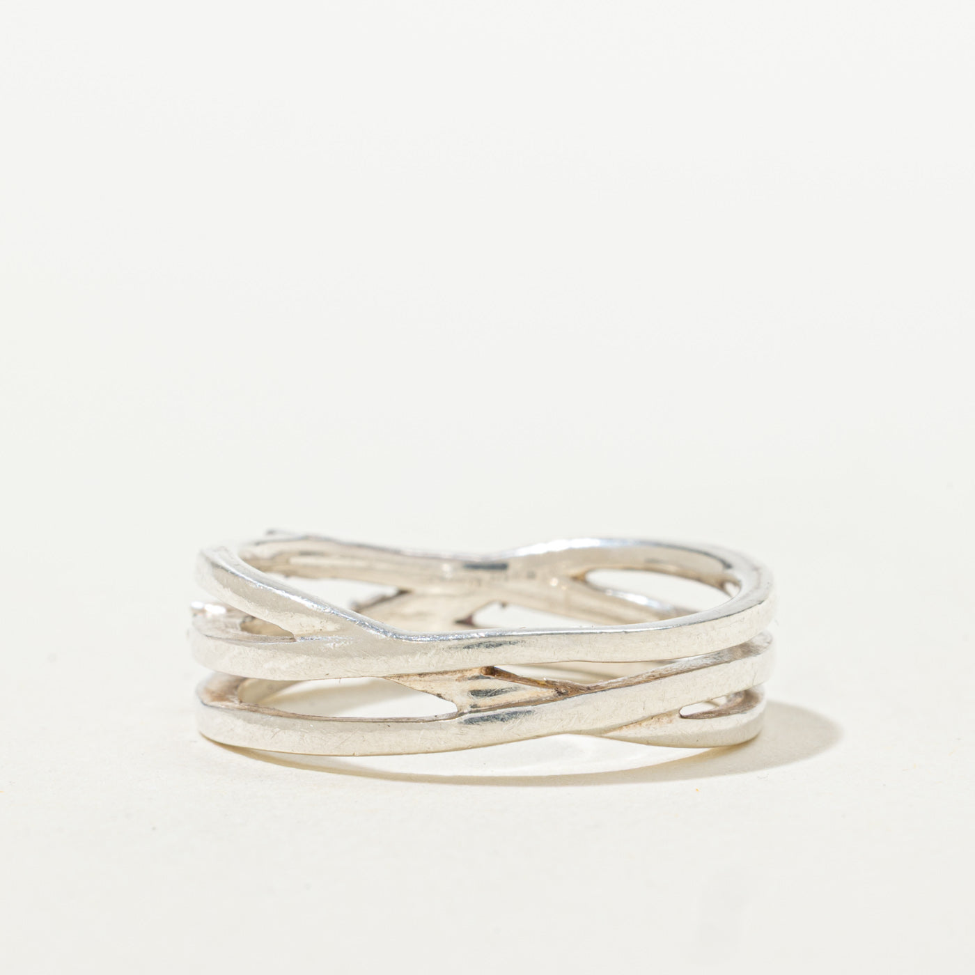Sterling Silver Diamond Accent Multi Crossover Ring | 0.01ctw | SZ 8.25