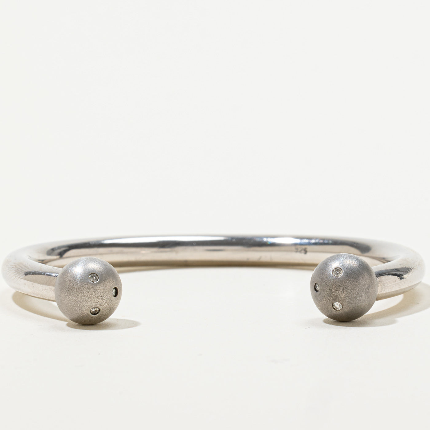 Sterling Silver Diamond Accented Spheres Cuff Bracelet | 0.06ctw