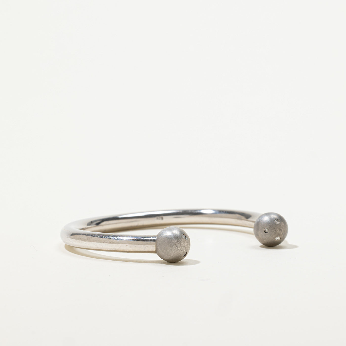 Sterling Silver Diamond Accented Spheres Cuff Bracelet | 0.06ctw