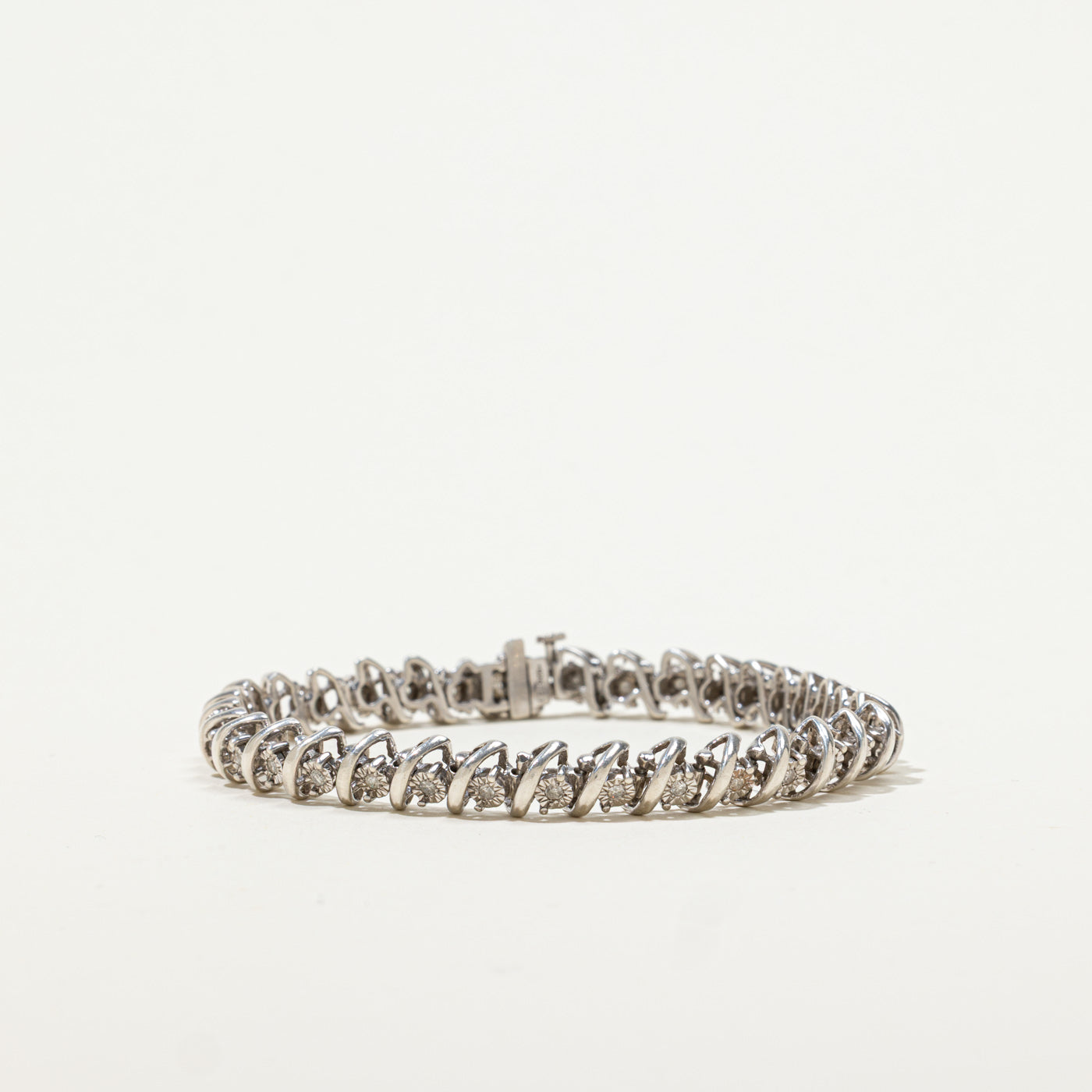 Sterling Silver Illusion Set Diamond Tennis Bracelet | 0.34ctw | 7"