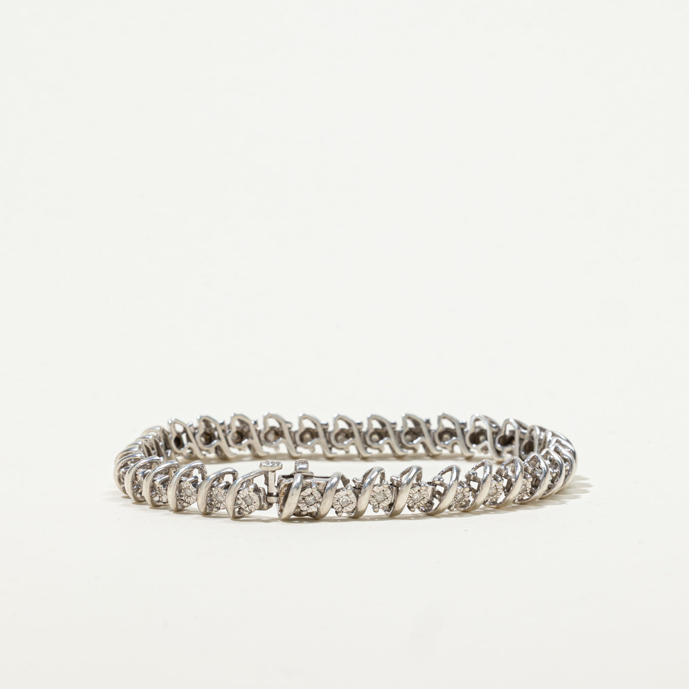 Sterling Silver Illusion Set Diamond Tennis Bracelet | 0.34ctw | 7"