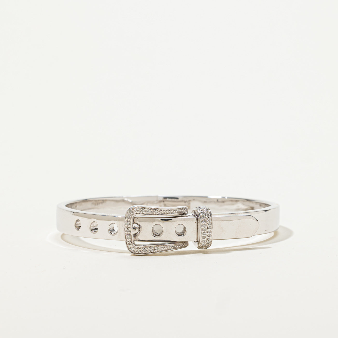 Sterling Silver Diamond Buckle Bangle Bracelet | 0.09ctw | 7.5"