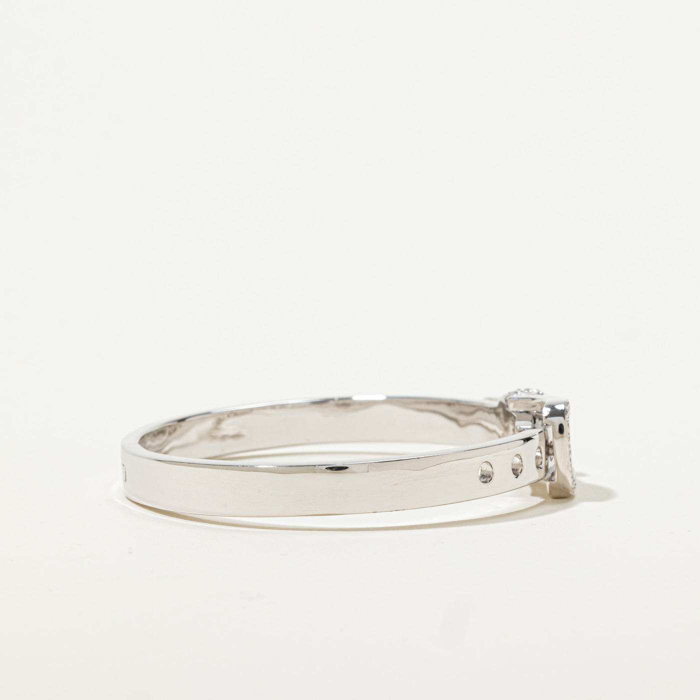 Sterling Silver Diamond Buckle Bangle Bracelet | 0.09ctw | 7.5"