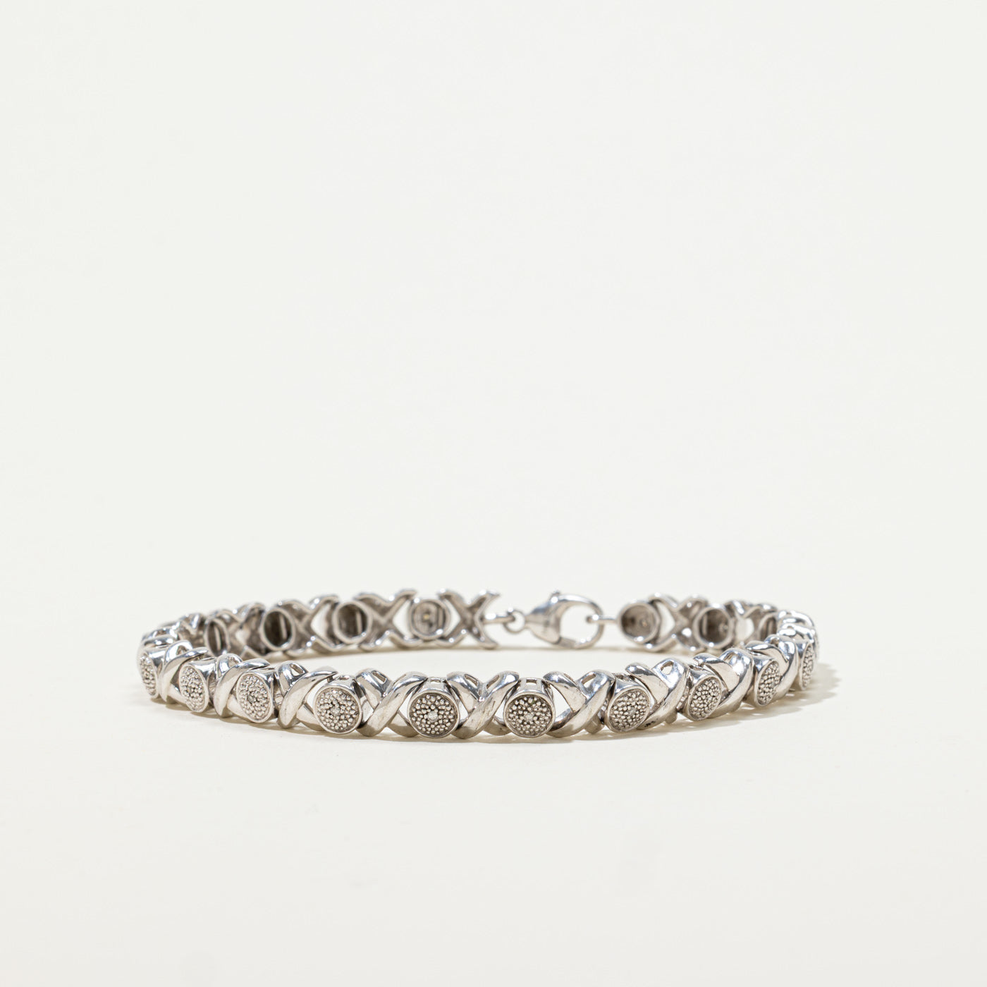 Sterling Silver Diamond Accent Geometric Bracelet | 0.10ctw | 7.5"