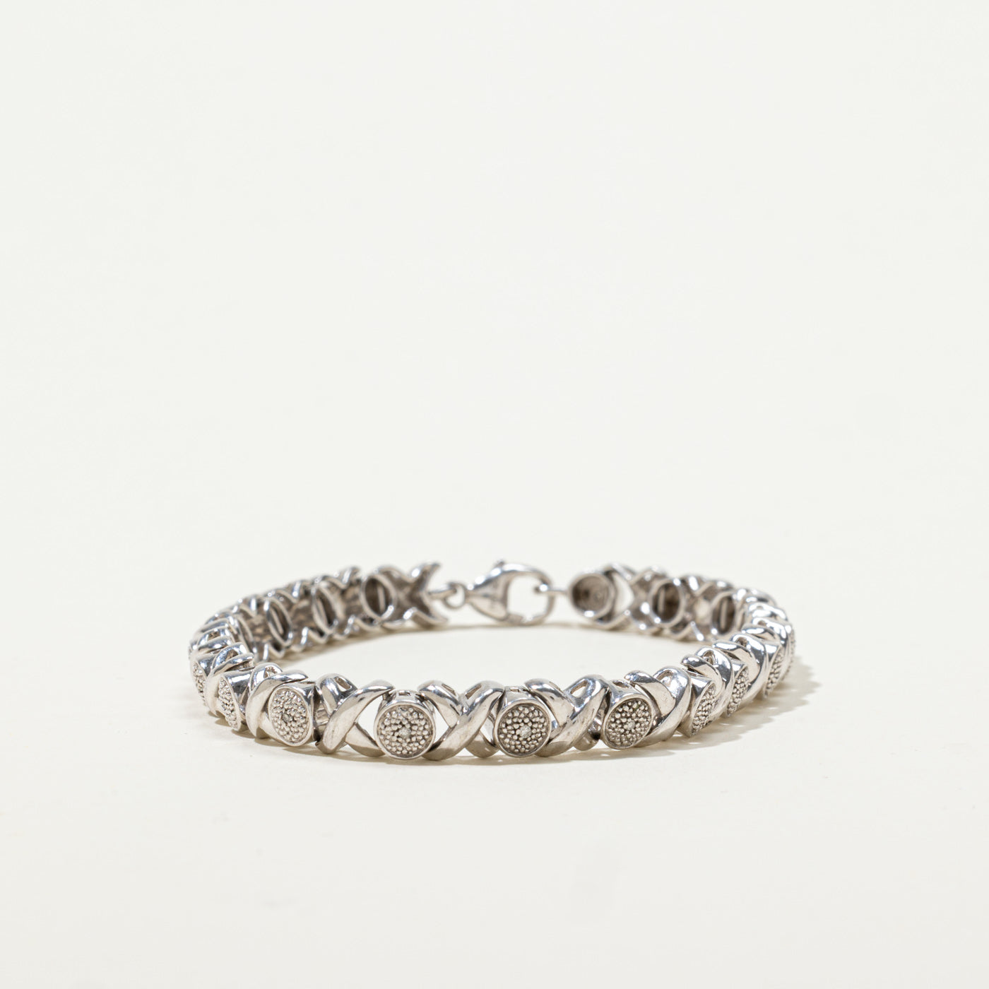 Sterling Silver Diamond Accent Geometric Bracelet | 0.10ctw | 7.5"