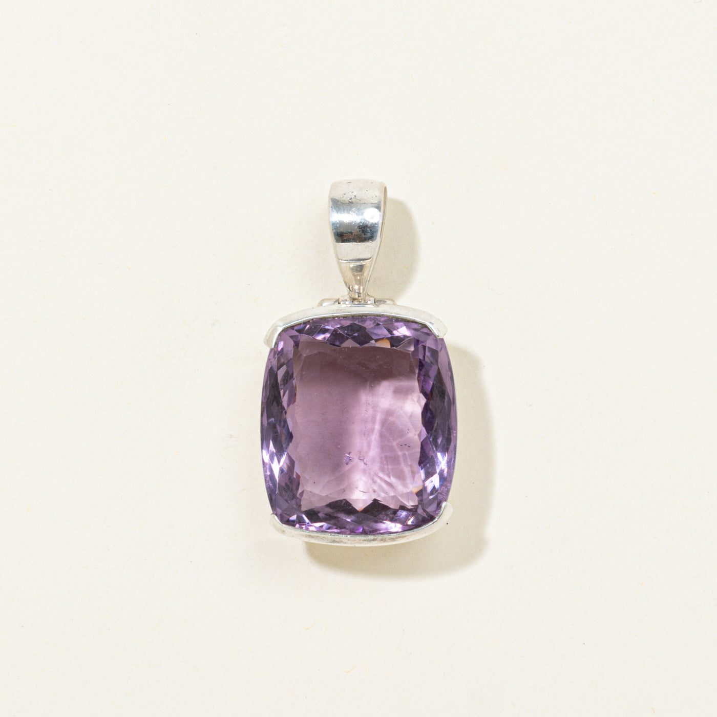Sterling Silver Semi Bezel Set Amethyst Pendant | 28.00ct