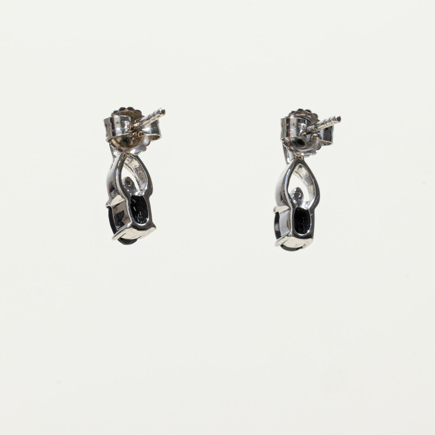 Sterling Silver Sapphire & Diamond Drop Earrings | 1.00ctw, 0.004ctw