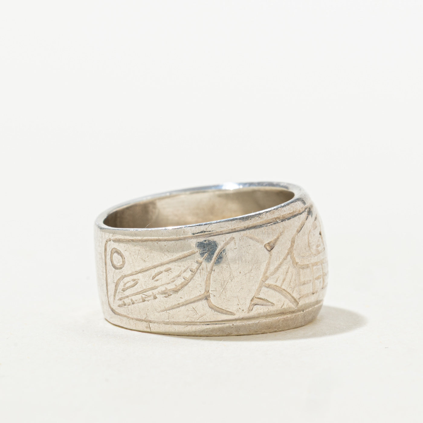 Sterling Silver Indigenous Engraved Band | 9.85mm | SZ 4