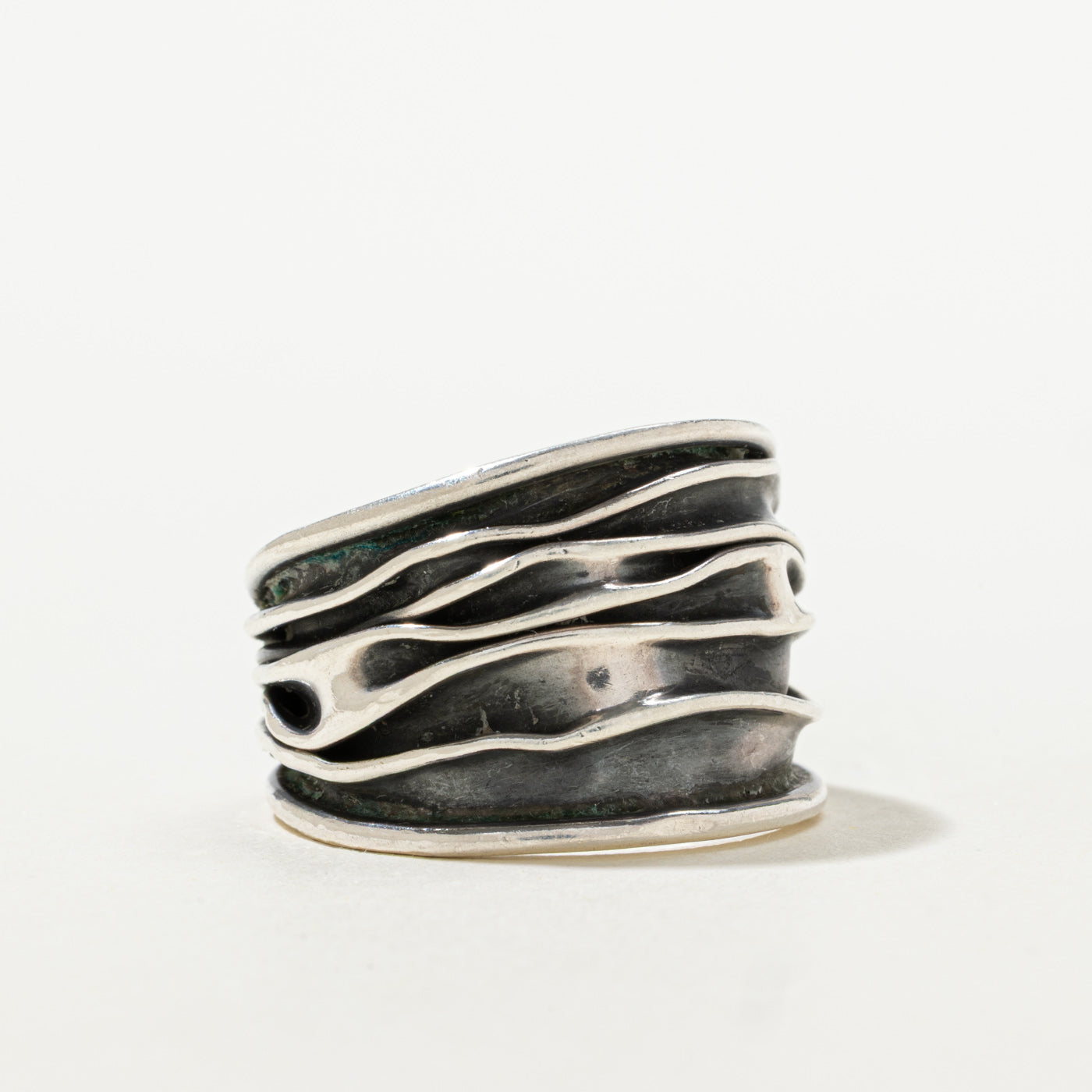 Sterling Silver Wavy Abstract Band | SZ 10