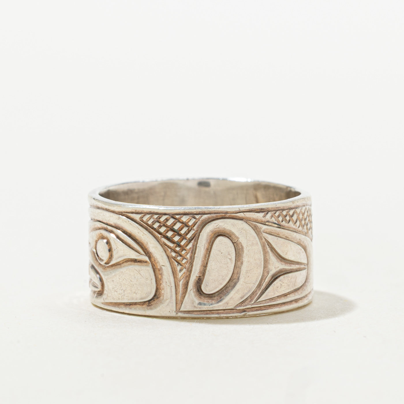'Paddy Seaweed' Sterling Silver Indigenous Engraved Band | 9.35mm | SZ 7.25