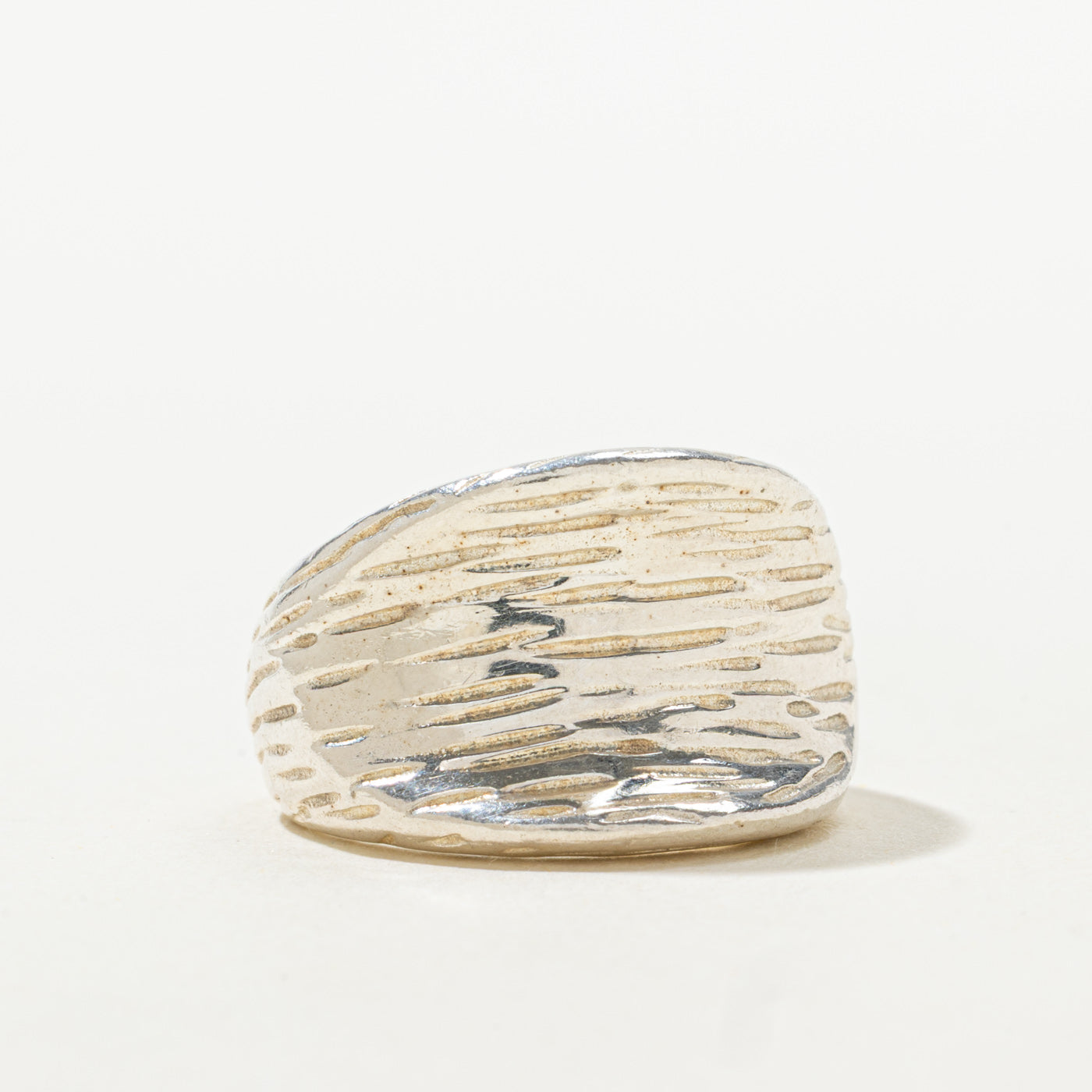 Sterling Silver Concave Textured Wide Ring | SZ 6.25