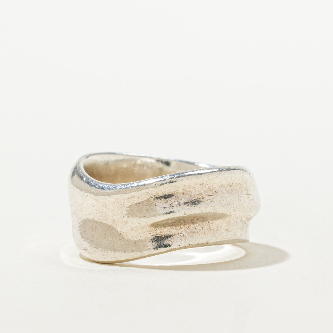 ‘Pandora’ Sterling Silver Grooved Wavy Band | 10.00mm | SZ 8.25