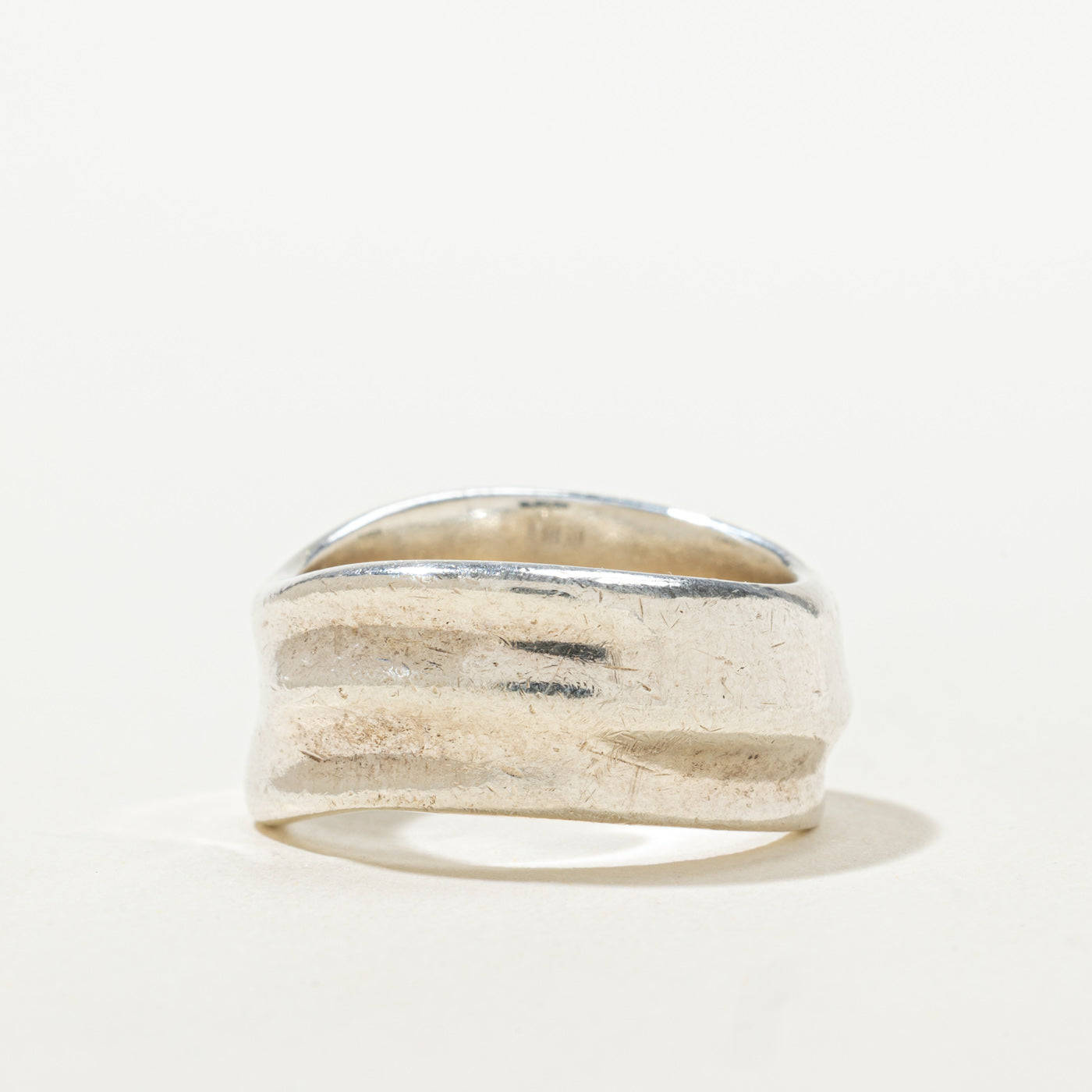 ‘Pandora’ Sterling Silver Grooved Wavy Band | 10.00mm | SZ 8.25