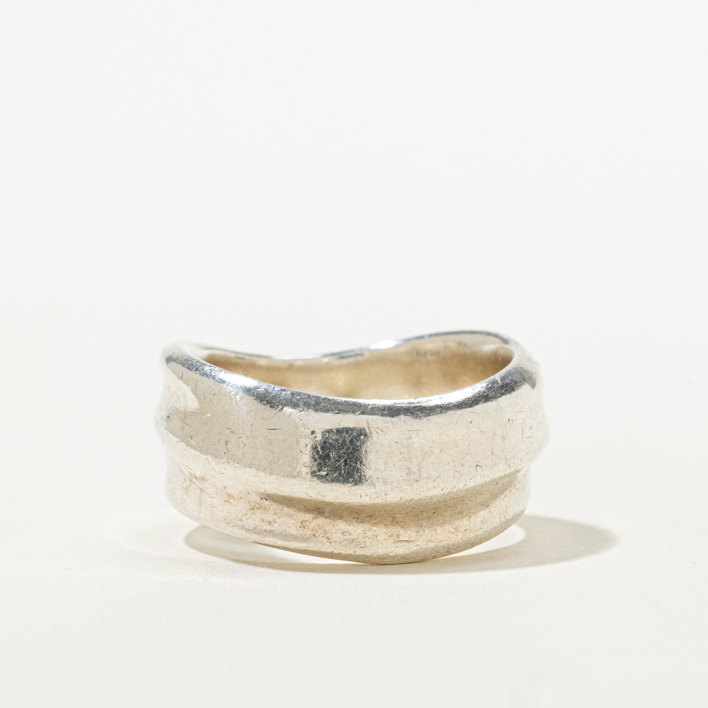 ‘Pandora’ Sterling Silver Grooved Wavy Band | 10.00mm | SZ 8.25
