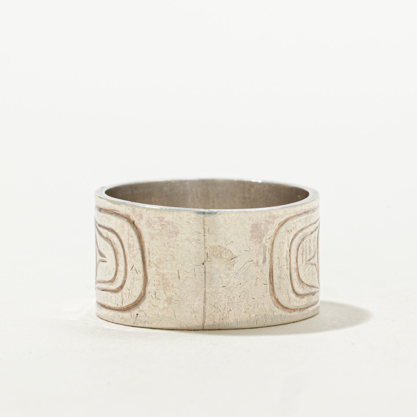 'M.B.' Sterling Silver Indigenous Engraved Band | SZ 8.75