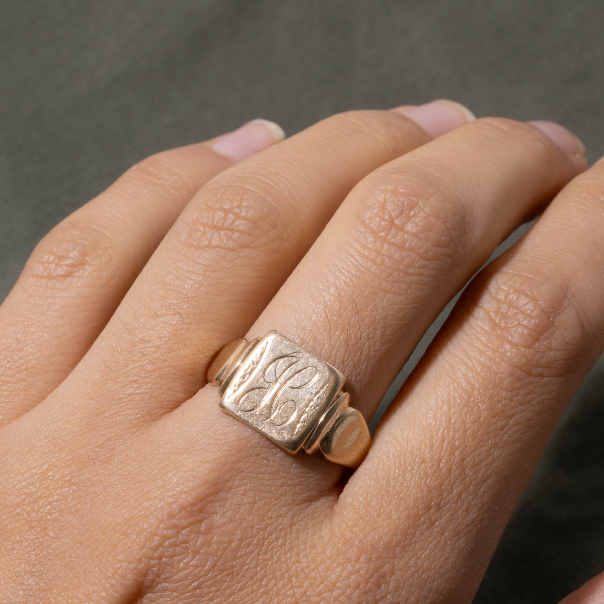 1979 Birmingham Yellow Gold Initialized Signet Ring | SZ 11