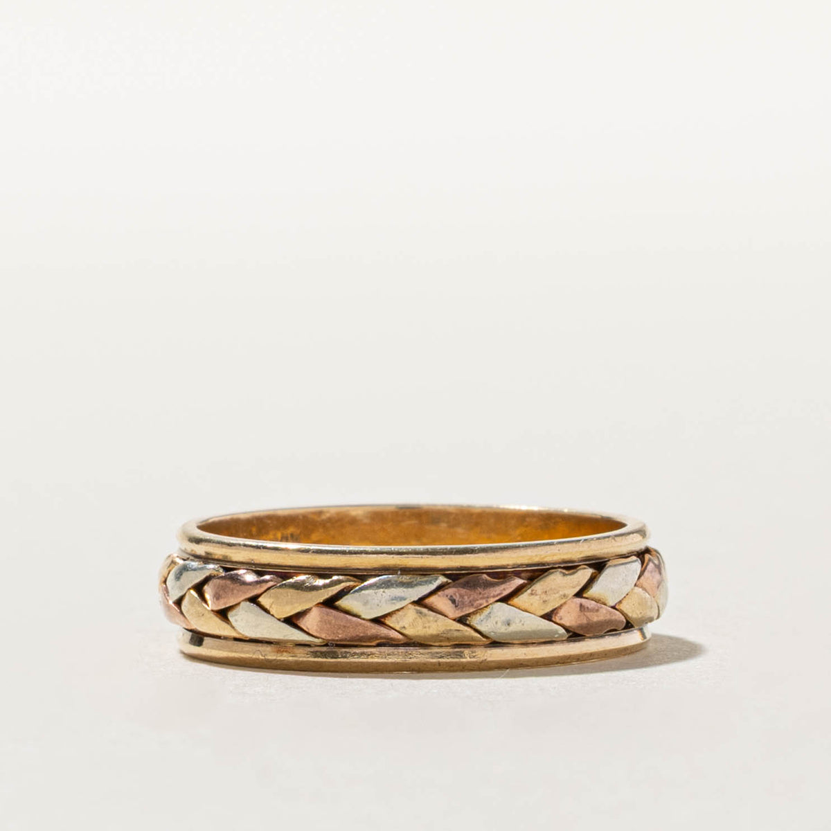 1996 London Yellow, White & Rose Gold Woven Band | 5mm | SZ 7