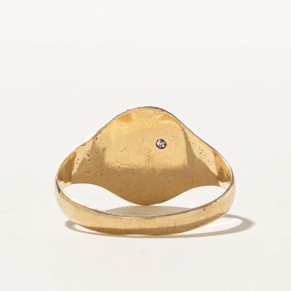 1979 Birmingham Yellow Gold Diamond Signet Ring | 0.01ctw | SZ 11.75