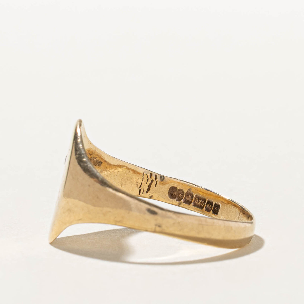1979 Birmingham Yellow Gold Diamond Signet Ring | 0.01ctw | SZ 11.75
