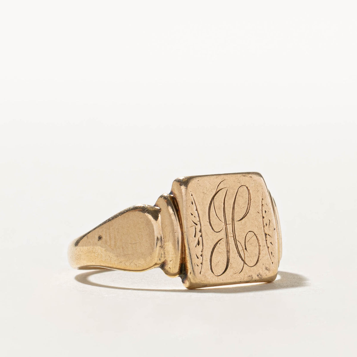 1979 Birmingham Yellow Gold Initialized Signet Ring | SZ 11