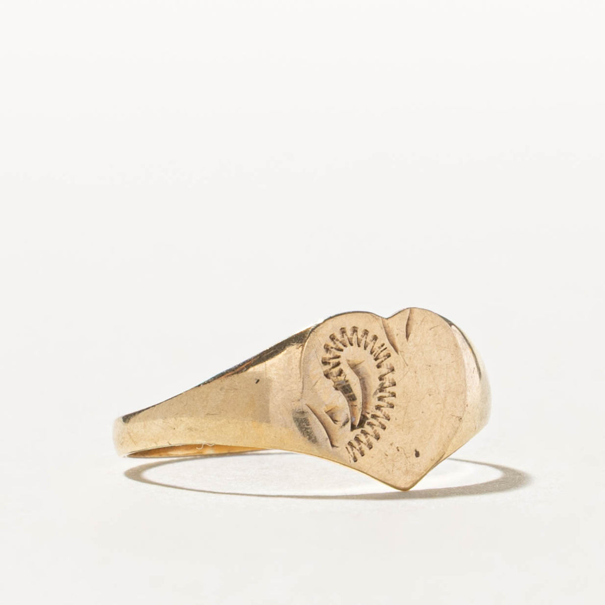 Birmingham Yellow Gold Heart Signet Ring | SZ 5.5