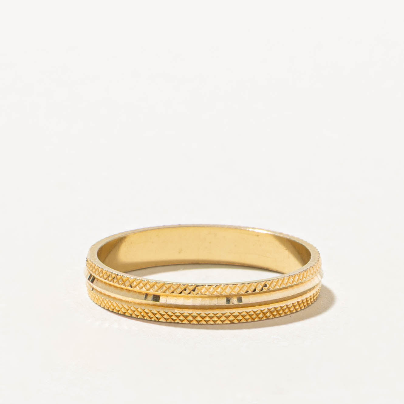 Italian Yellow Gold Diamond-Cut Band | 3.3mm | SZ 7.5