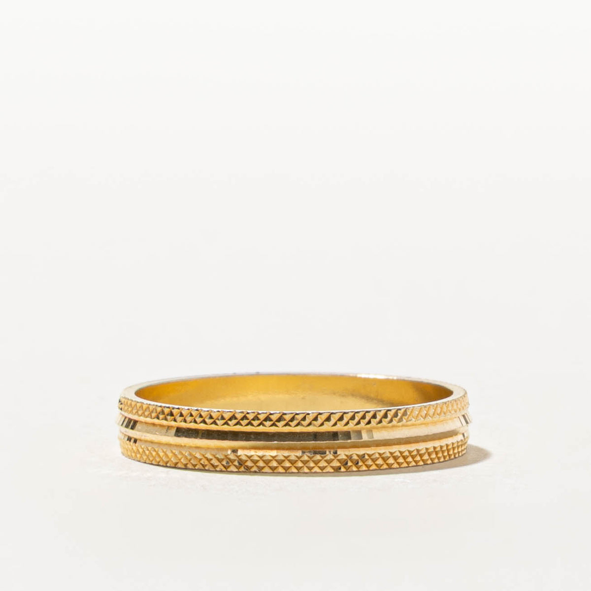 Italian Yellow Gold Diamond-Cut Band | 3.3mm | SZ 7.5
