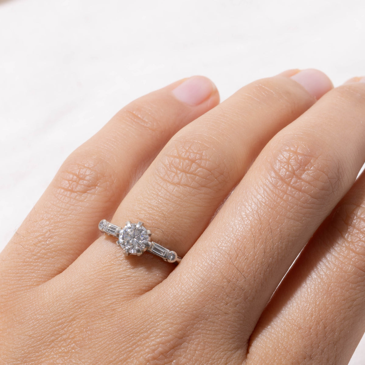 950 Platinum Diamond Baguette Cut Accented Ring | 0.67ct VS2/SI1 H/I, 0.28ctw | SZ 4.75