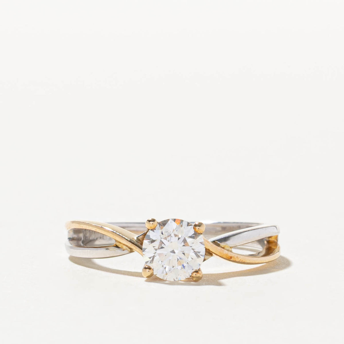 GIA Solitaire Diamond Two Tone Crossover Ring | GIA 0.73ct SI2 G Ex | SZ 7