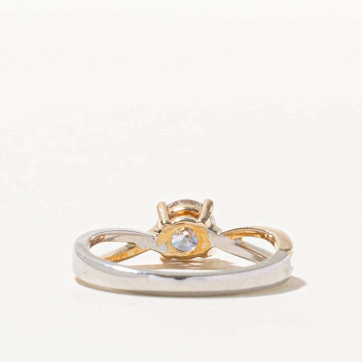 GIA Solitaire Diamond Two Tone Crossover Ring | GIA 0.73ct SI2 G Ex | SZ 7