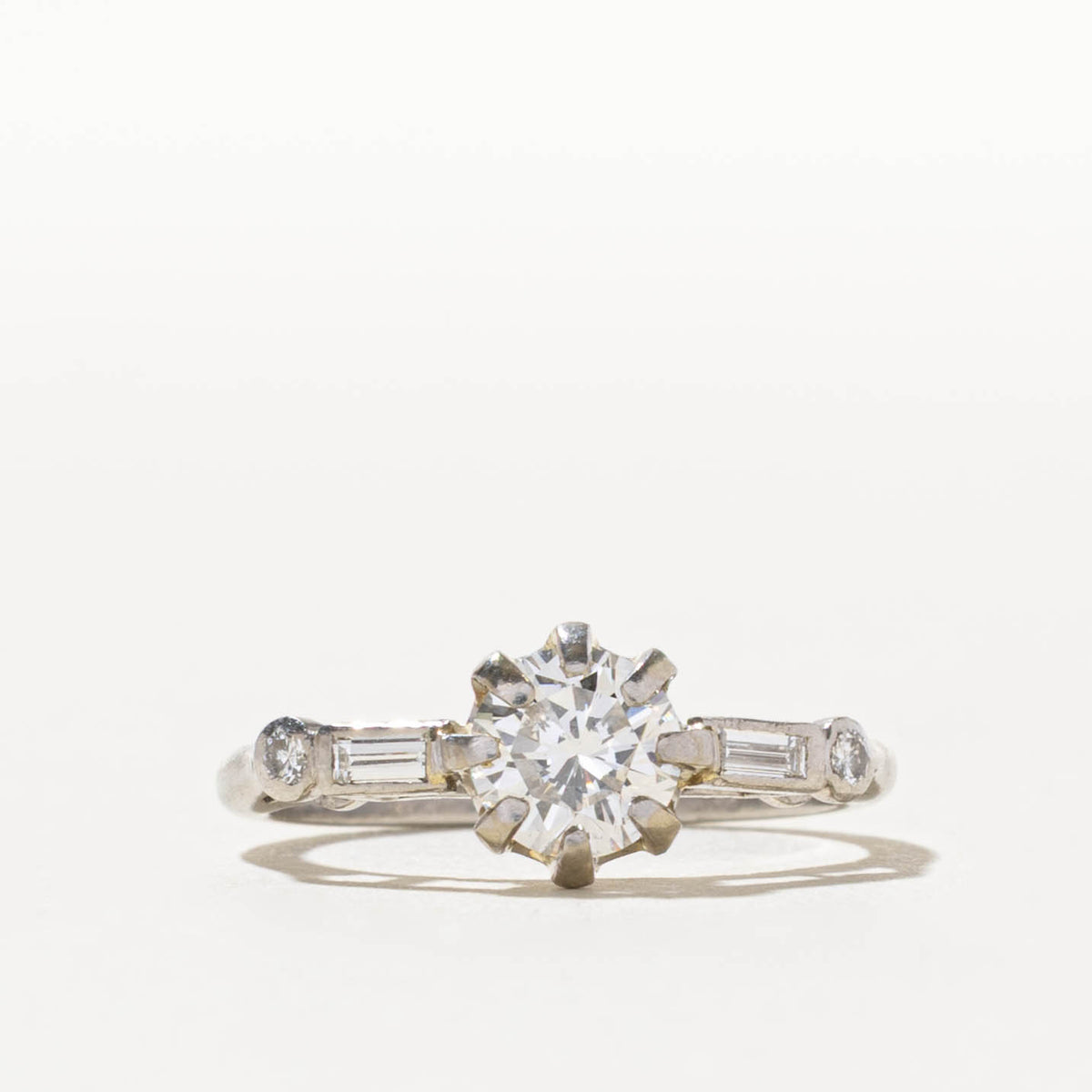 950 Platinum Diamond Baguette Cut Accented Ring | 0.67ct VS2/SI1 H/I, 0.28ctw | SZ 4.75