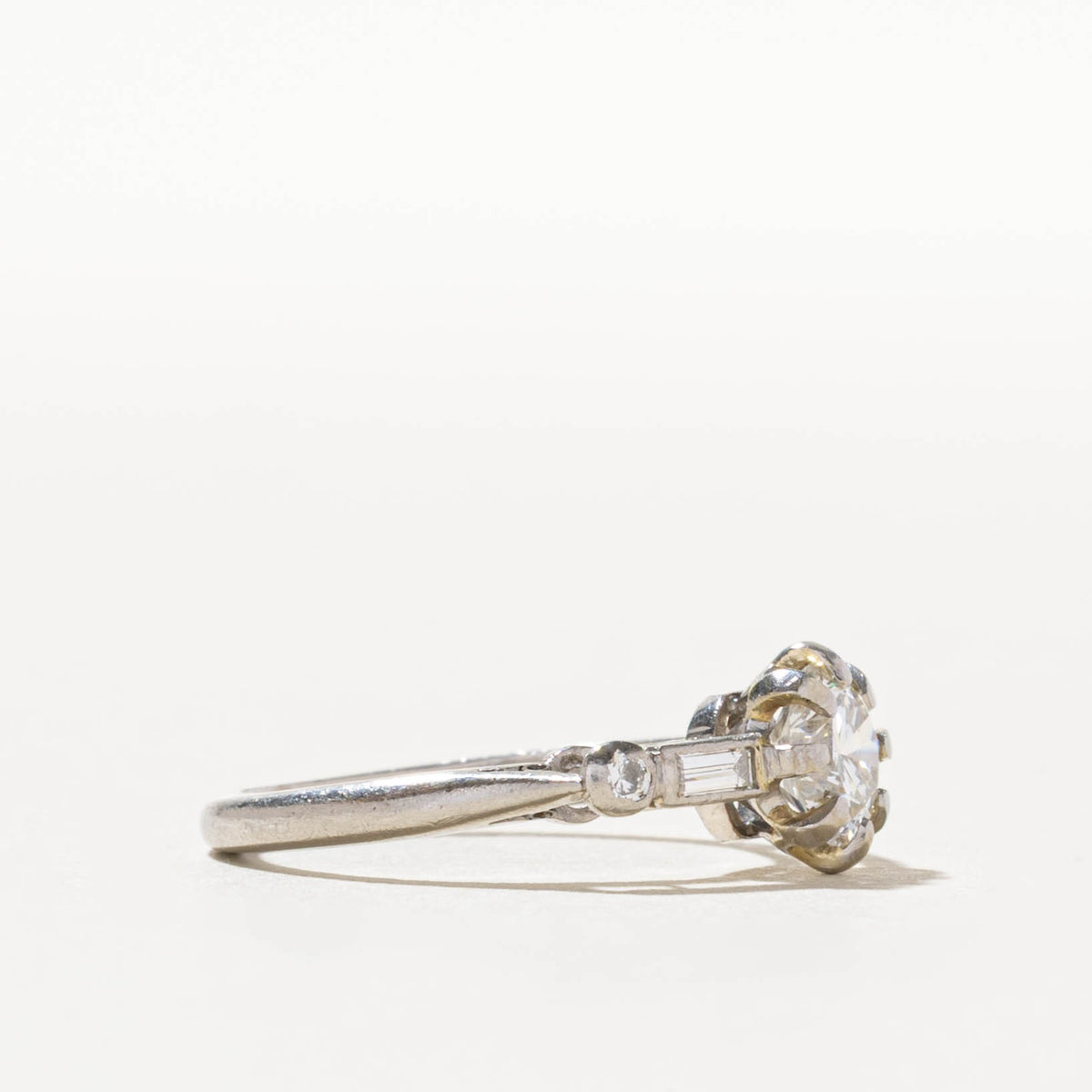 950 Platinum Diamond Baguette Cut Accented Ring | 0.67ct VS2/SI1 H/I, 0.28ctw | SZ 4.75