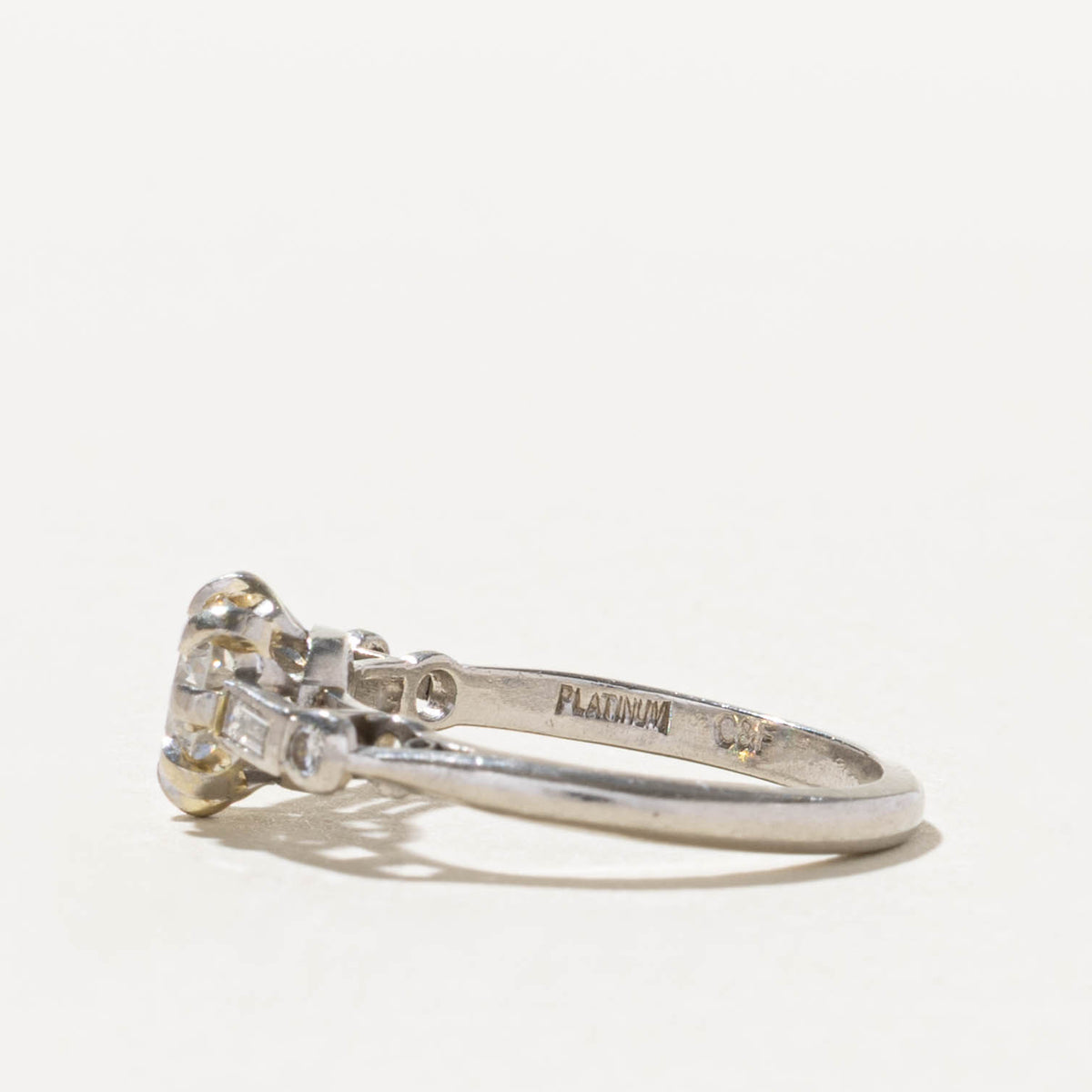 950 Platinum Diamond Baguette Cut Accented Ring | 0.67ct VS2/SI1 H/I, 0.28ctw | SZ 4.75