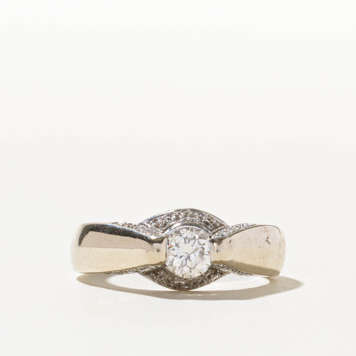 14k Diamond Pave Set Accented Geometric Ring | 0.38ct I2 I, 0.21ctw | SZ 6
