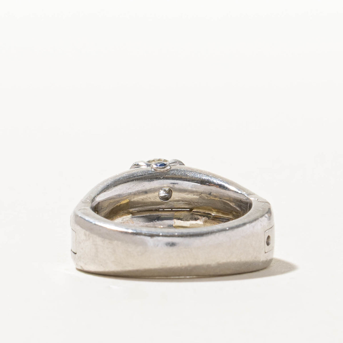 950 Platinum Bezel Set Diamond Hinged Wedding Ring Set | 0.52ct I1 I, 1.26ctw | SZ 6.5