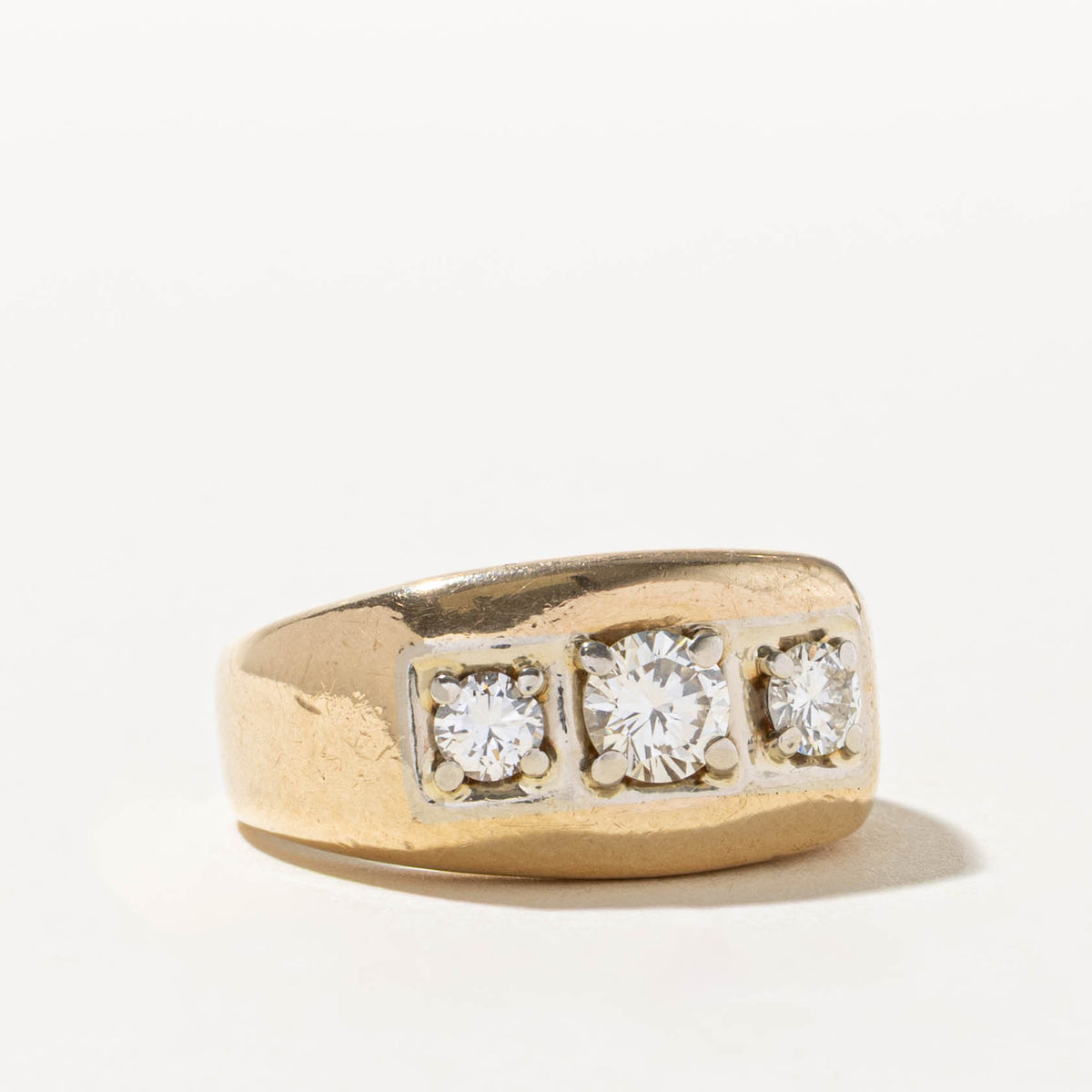 Three Stone Diamond Statement Ring | 0.51ct VS1/VS2 K, 0.40ctw | SZ 10