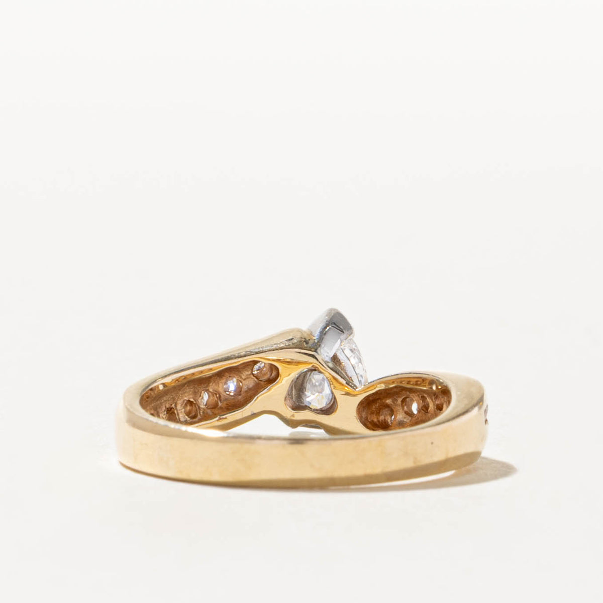 14k Pear Cut Diamond Accented Bypass Ring | 0.50ct SI2 F, 0.15ctw | SZ 6.25