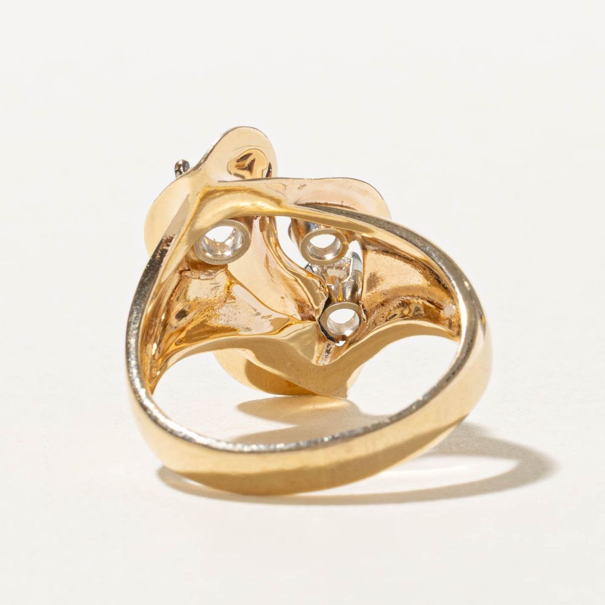 14k Three Stone Diamond Scrollwork Abstract Cocktail Ring | 0.62ctw | SZ 7.75
