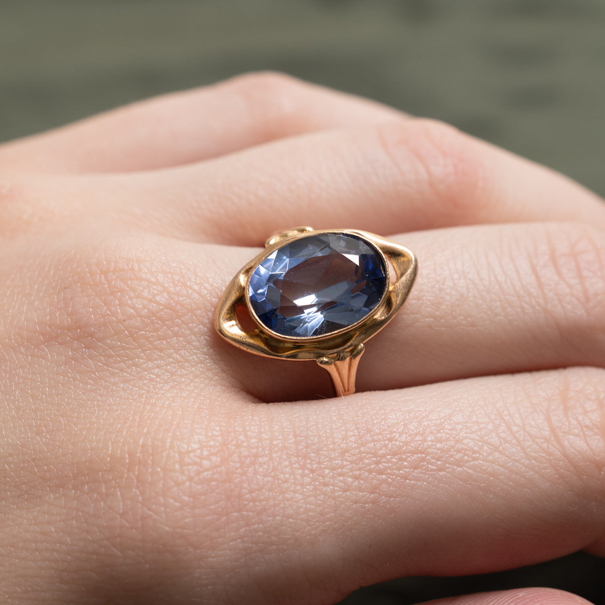 1973 Soviet Hallmarked Solitaire Synthetic Sapphire Ring | 7.90ct | SZ 9.25