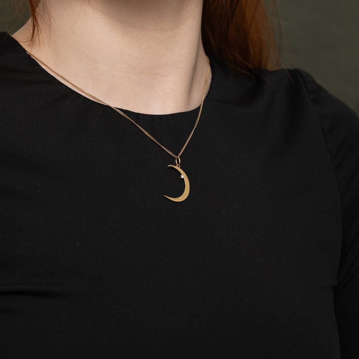 14k Diamond Crescent Moon Charm | 0.03ct