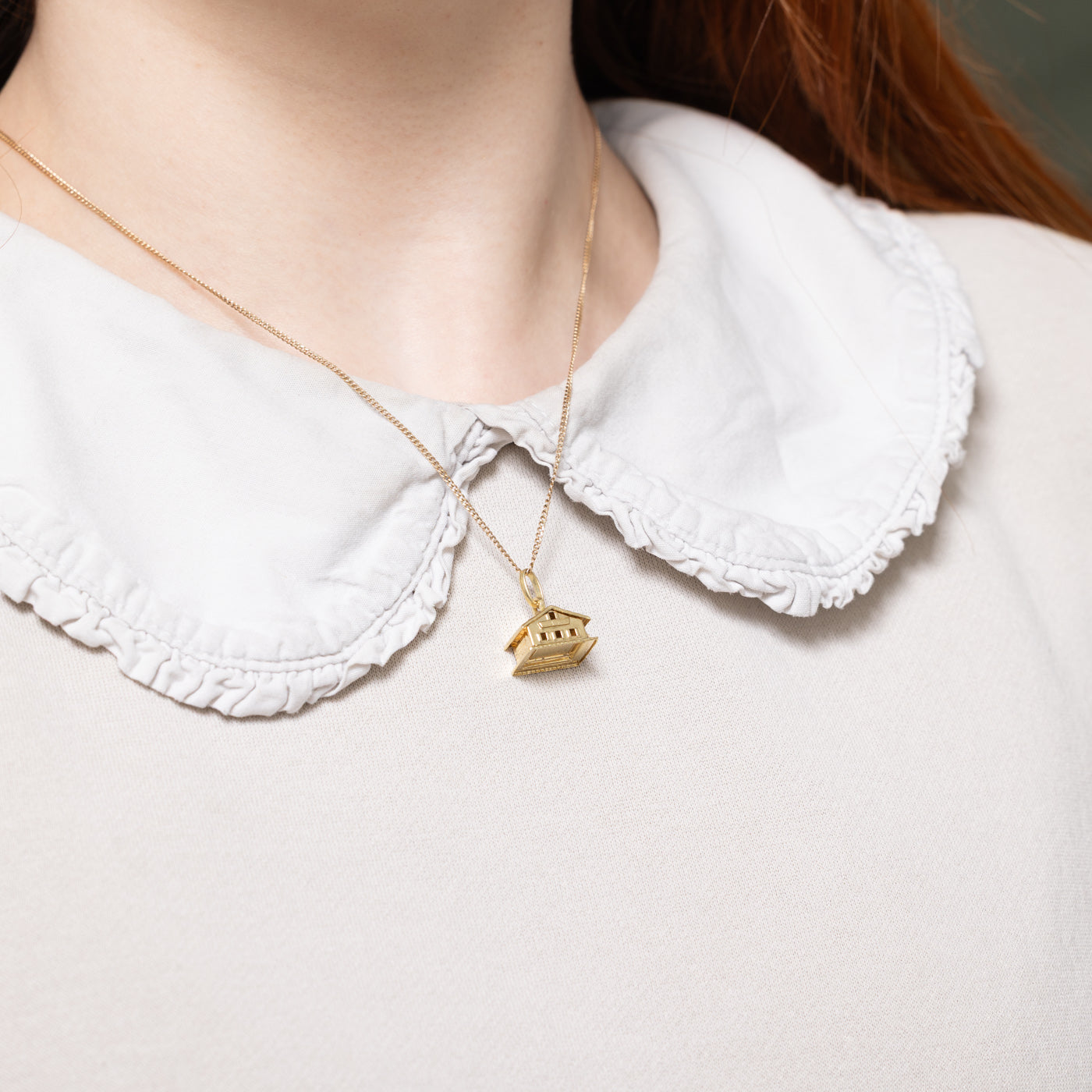 14K House with Two Hearts Charm