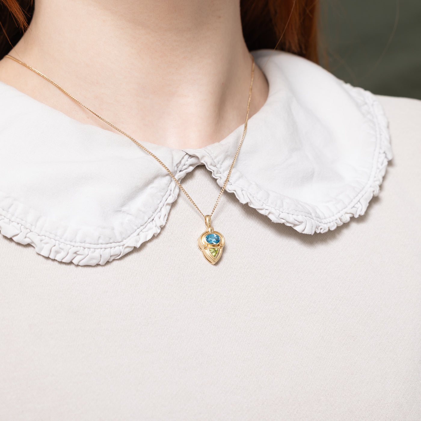 14K Topaz & Peridot Geometric Pendant | 1.13ctw