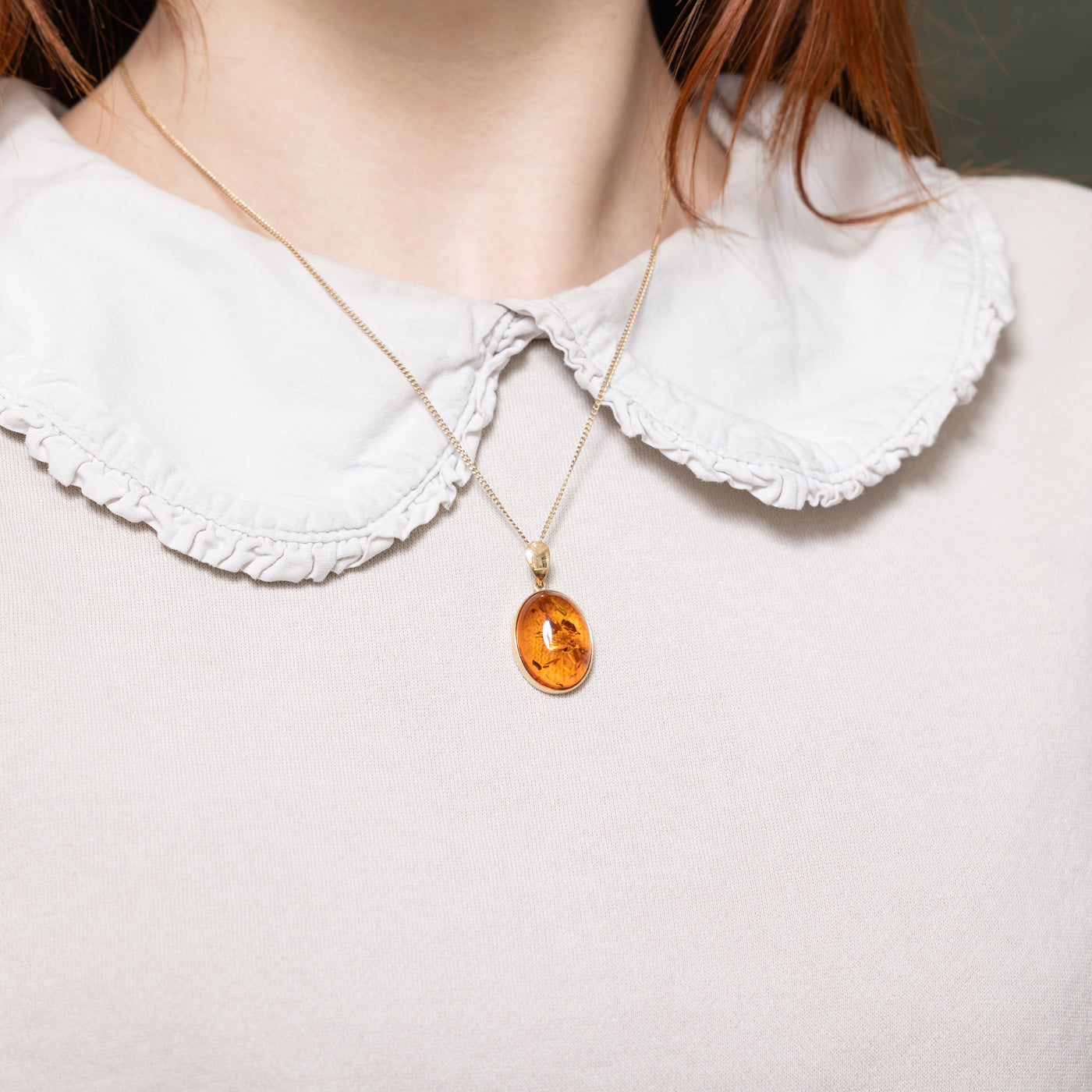 Pendentif Ambre Cabochon 14K | 6,00ct