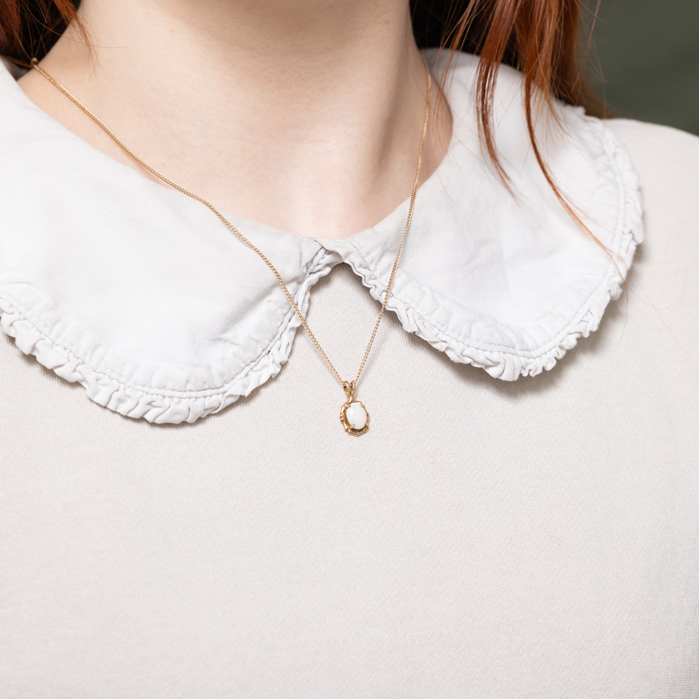 9K Cabochon Opal Textured Pendant | 0.65ct