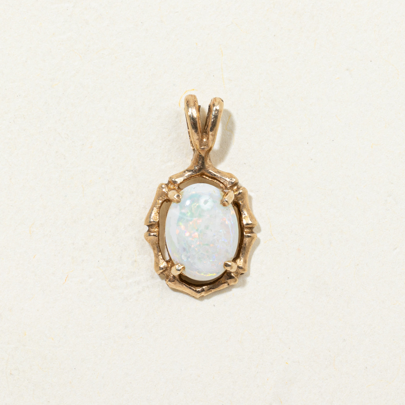 9K Cabochon Opal Textured Pendant | 0.65ct