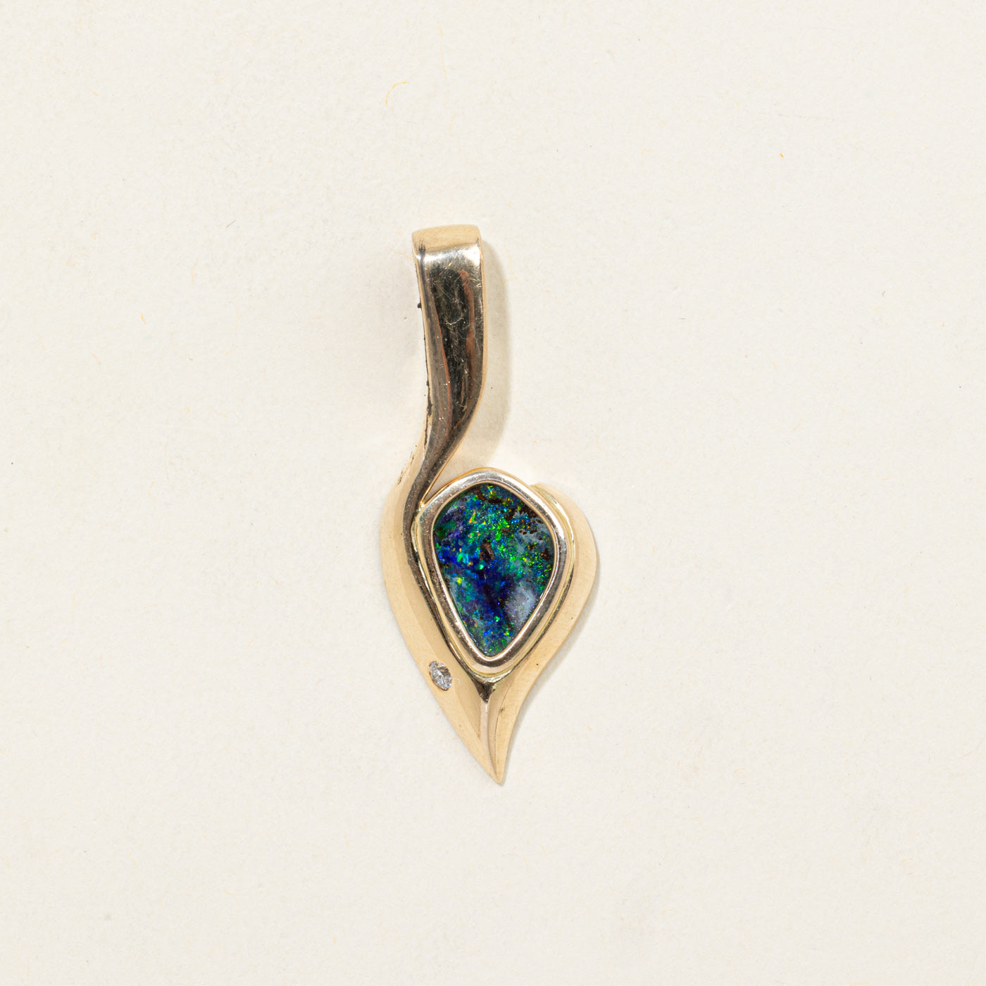14K Opal Triplet & Diamond Abstract Pendant | 2.00ct, 0.04ct