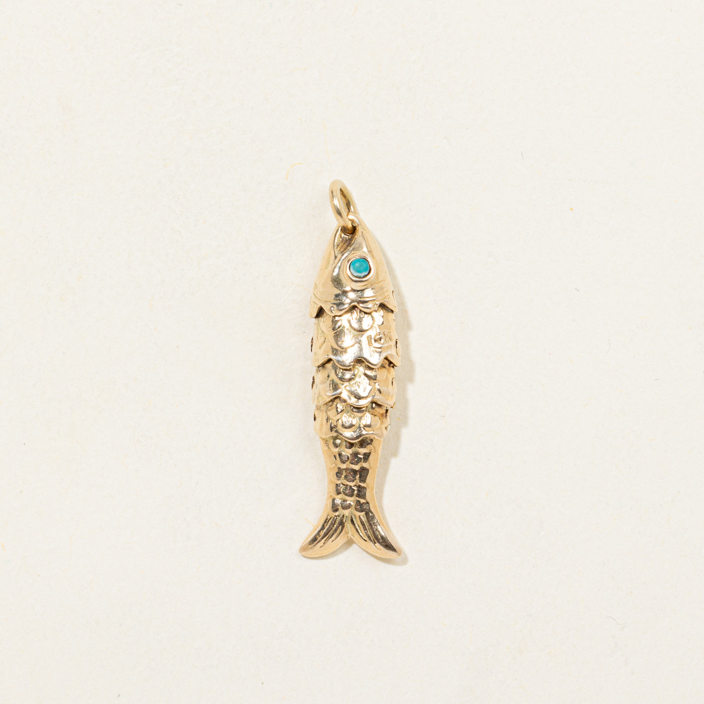 14K Glass Articulated Fish Charm | 0.04ctw