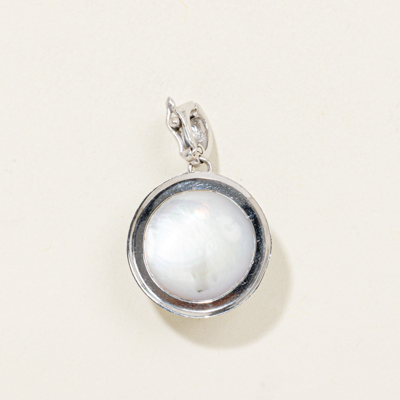 14K White Gold Mabé Pearl & Mother of Pearl Pendant