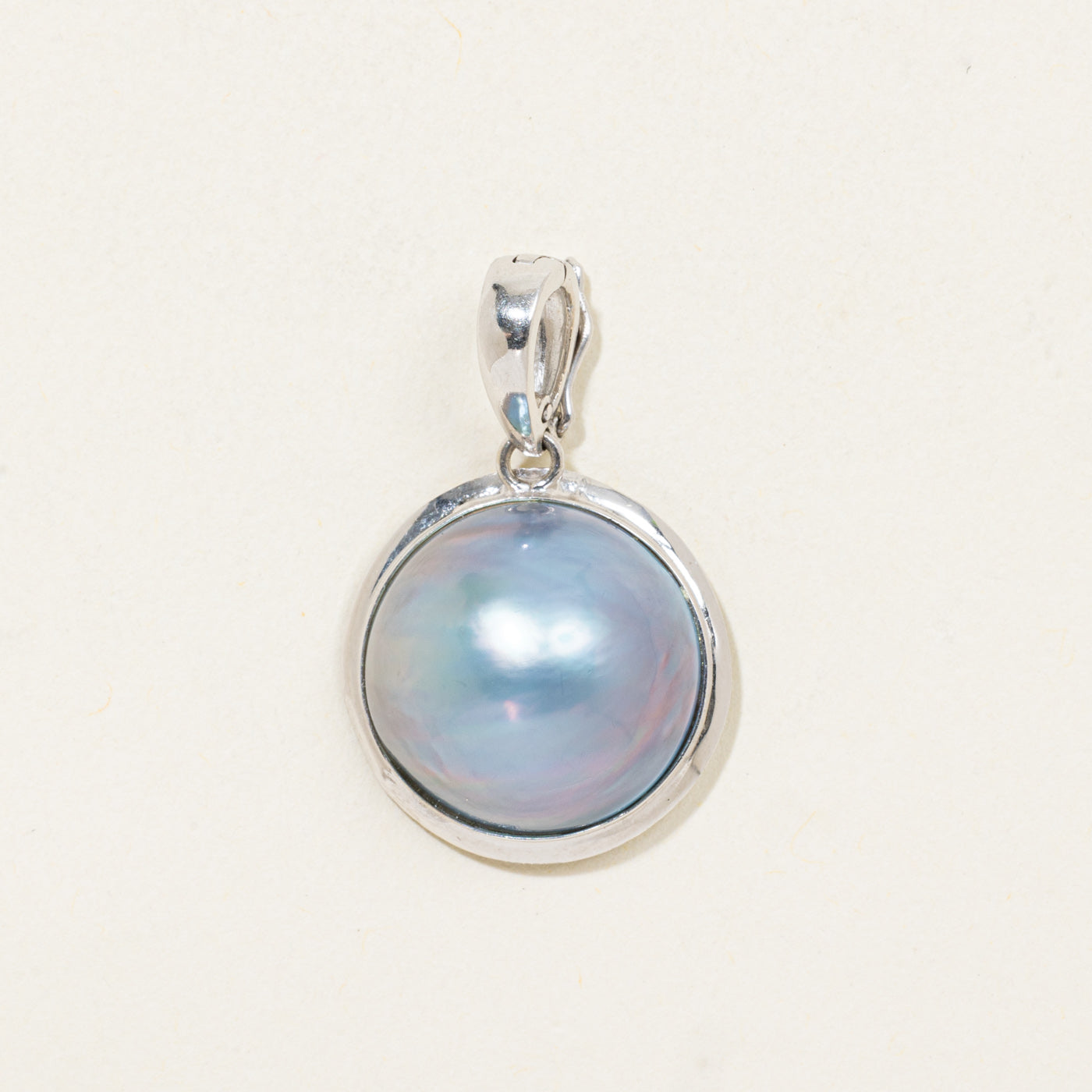 14K White Gold Mabé Pearl & Mother of Pearl Pendant